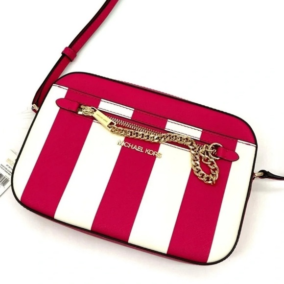 Michael Kors Large EW Zip Chain Xbody Crossbody Bag Electric Pink Multi - Picture 1 of 9